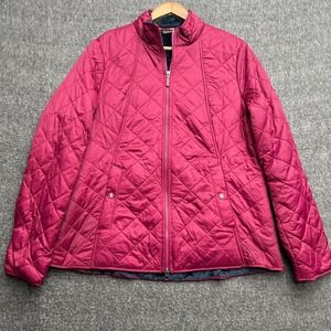 Barbour Backstay Diamond Quilted Jacket 14 Raspberry Pink Lined Womens
